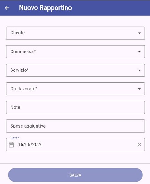 Form nuovo rapportino